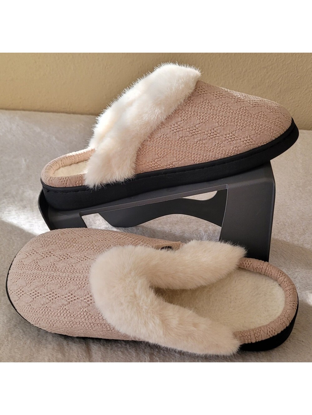Ecetana Warm Knit House Slippers for Women Ultra Soft Memory Foam Comfort